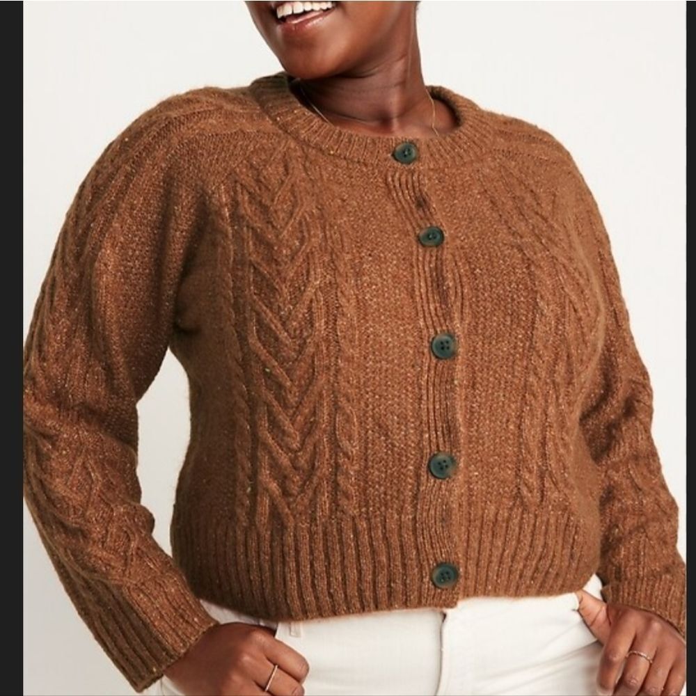 Old Navy Brown Cable Knit Button-Up Cardigan
